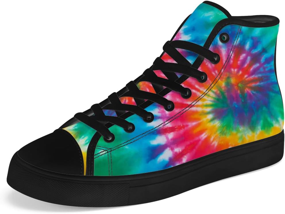 

Мужские и женские высокие кеды с узором тай-дай на холщовой ткани, высокие кроссовки на шнуровке, повседневная обувь Chebing, 621 Rainbow