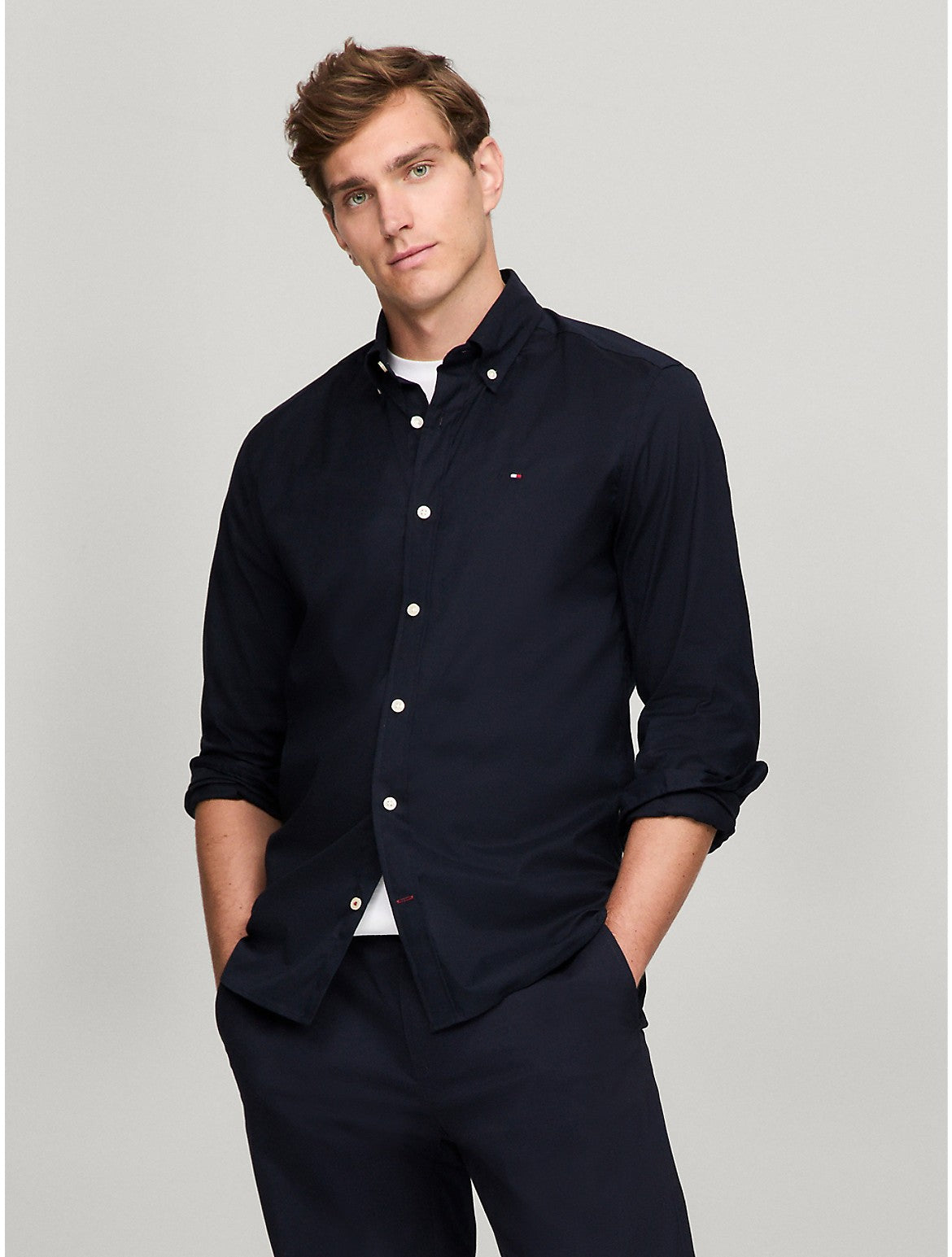 

Мужская рубашка Tommy Hilfiger Stretch Regular Fit Poplin, темно-синий