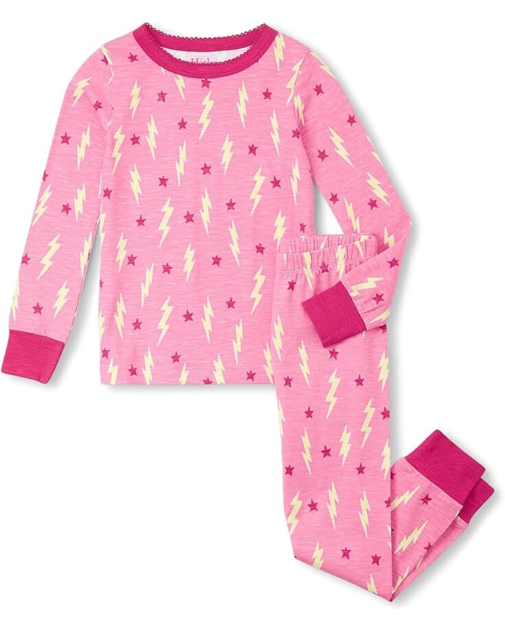 

Пижама Hatley Kids Lightening Bolts & Stars Stretch Cotton Pajama Set, розовый