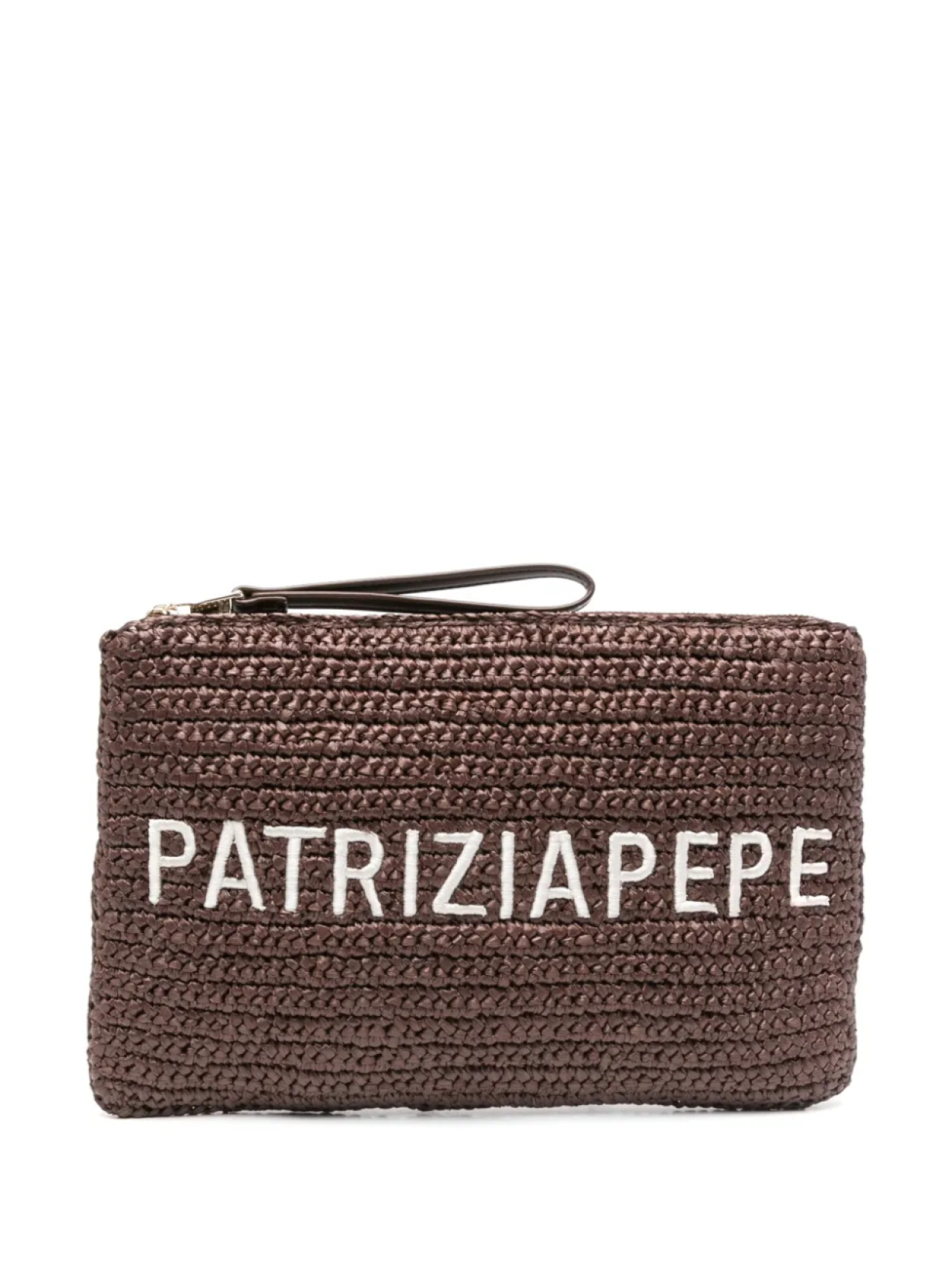 

Клатч Patrizia Pepe с вышитым логотипом, коричневый