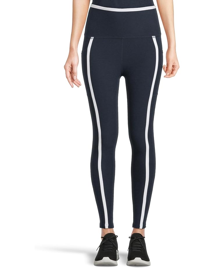 

Брюки Beyond Yoga Spacedye New Moves High-Waisted Midi Leggings, цвет Nocturnal Navy/Cloud White