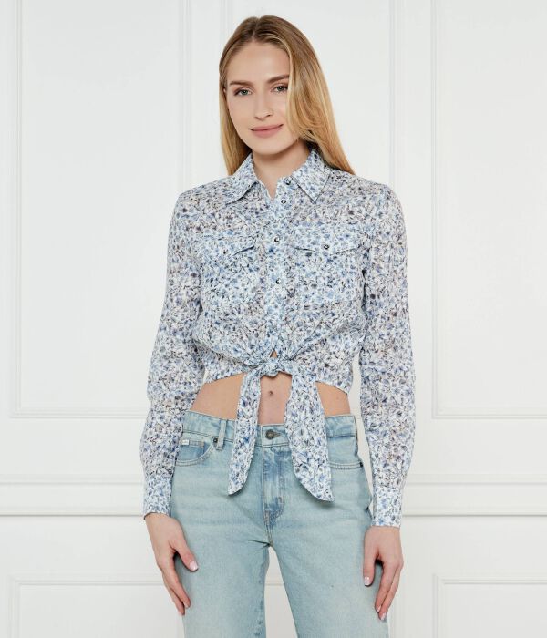 

Рубашка Guess Jeans Adelaide Cropped Fit, голубой