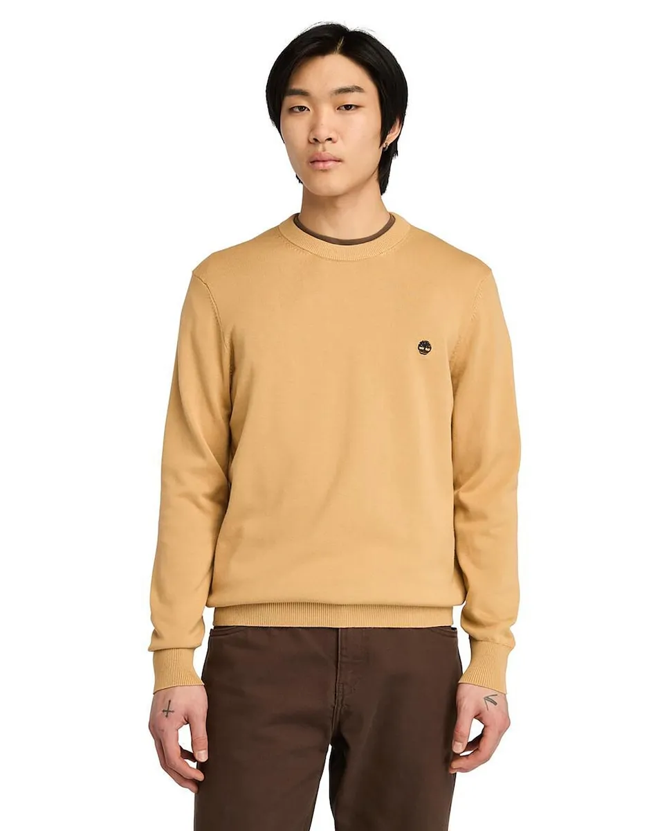 

Мужской свитер из хлопка с круглым вырезом Timberland, желтый