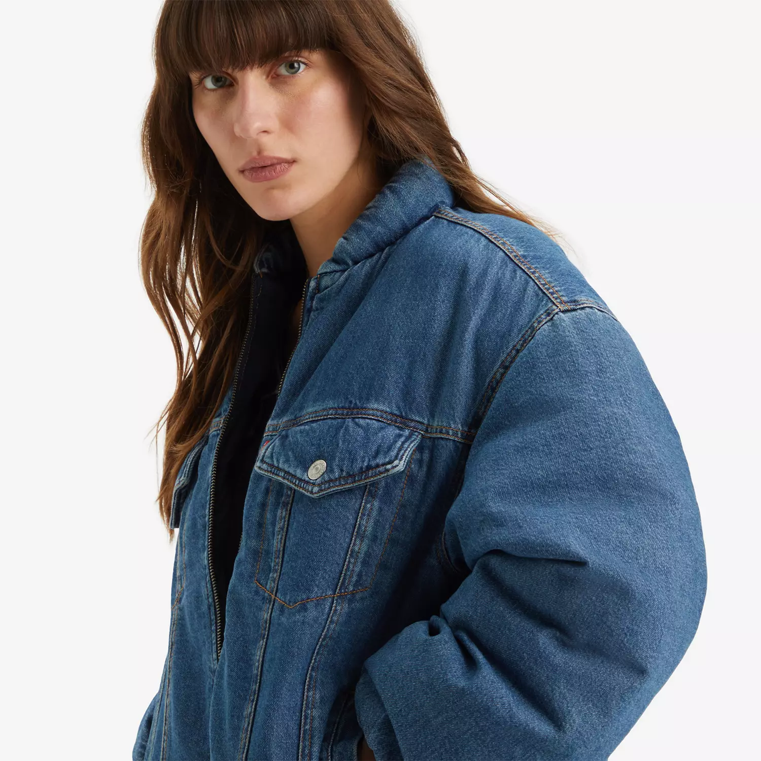 Дутая куртка дальнобойщика 90-х годов Levi's, цвет Plushy - Medium Wash — фото 4