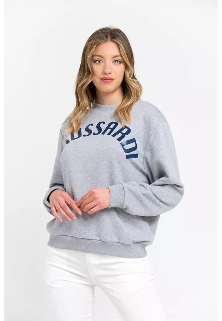 

Хлопковая толстовка оверсайз с круглым вырезом Trussardi, серый