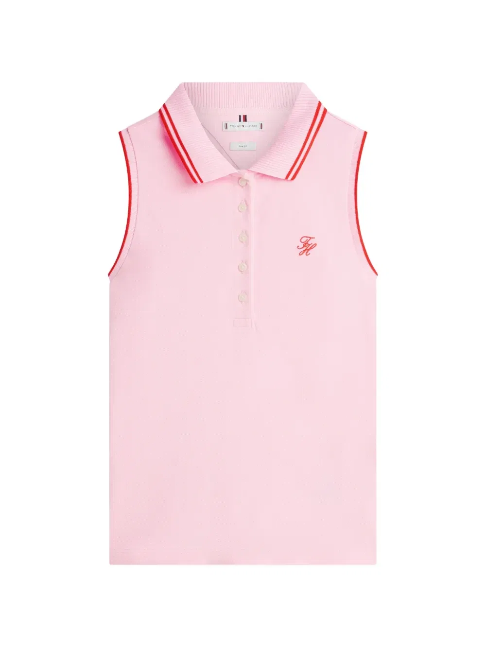 Хлопковая рубашка поло без рукавов облегающего кроя, 1985 Tommy Hilfiger, розовый