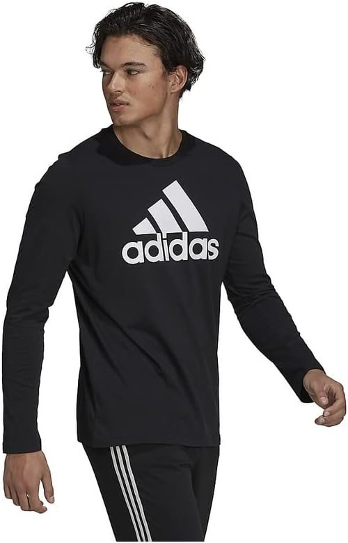 Мужская футболка с длинным рукавом Adidas Essentials BL SJ, черно-белый/белый