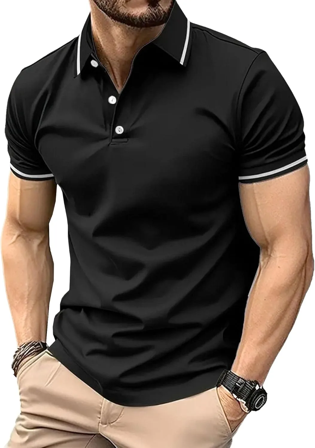 

Мужская поло с пуговицами на воротнике, спортивная футболка Big & Tall, дышащая и удобная Maiyifu-GJ