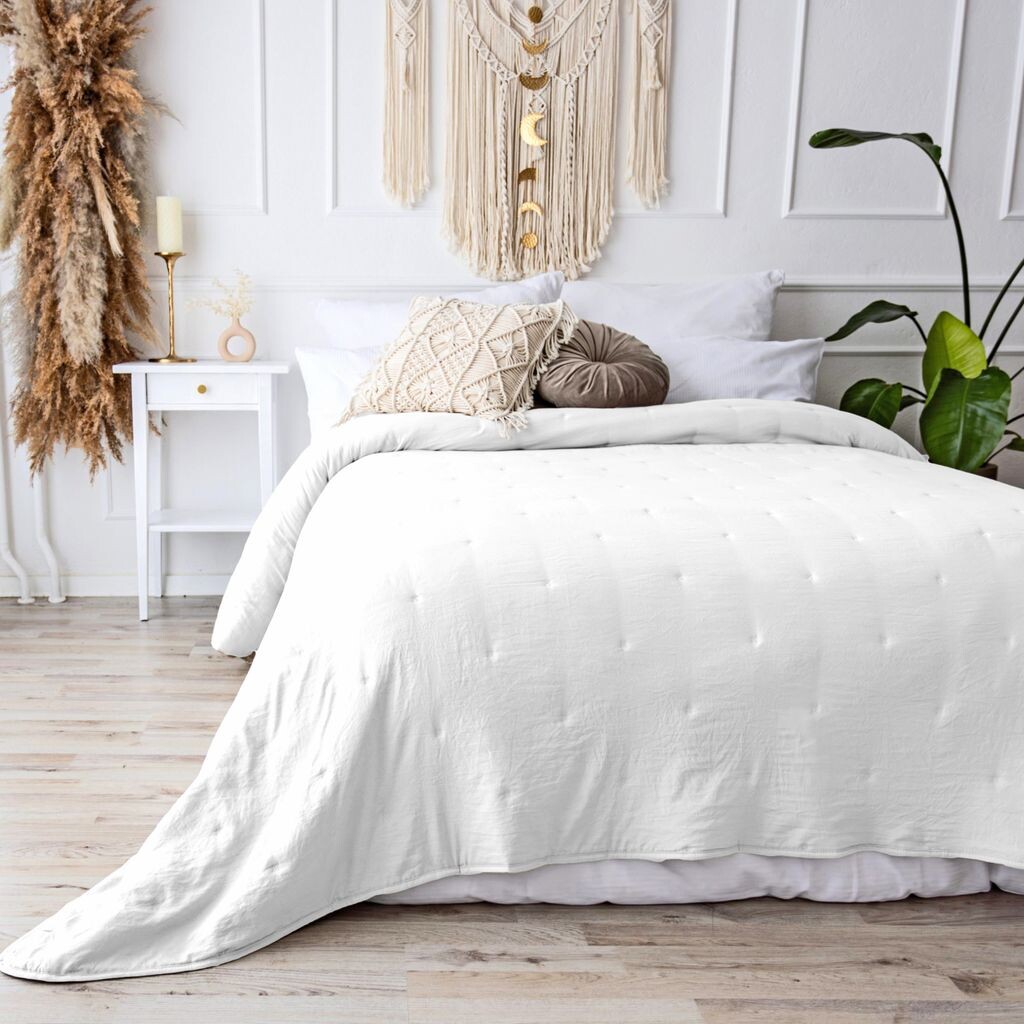 

CalmyHOME Покрывало на кровать, белое, 170x220 см, накидка на диван, белый
