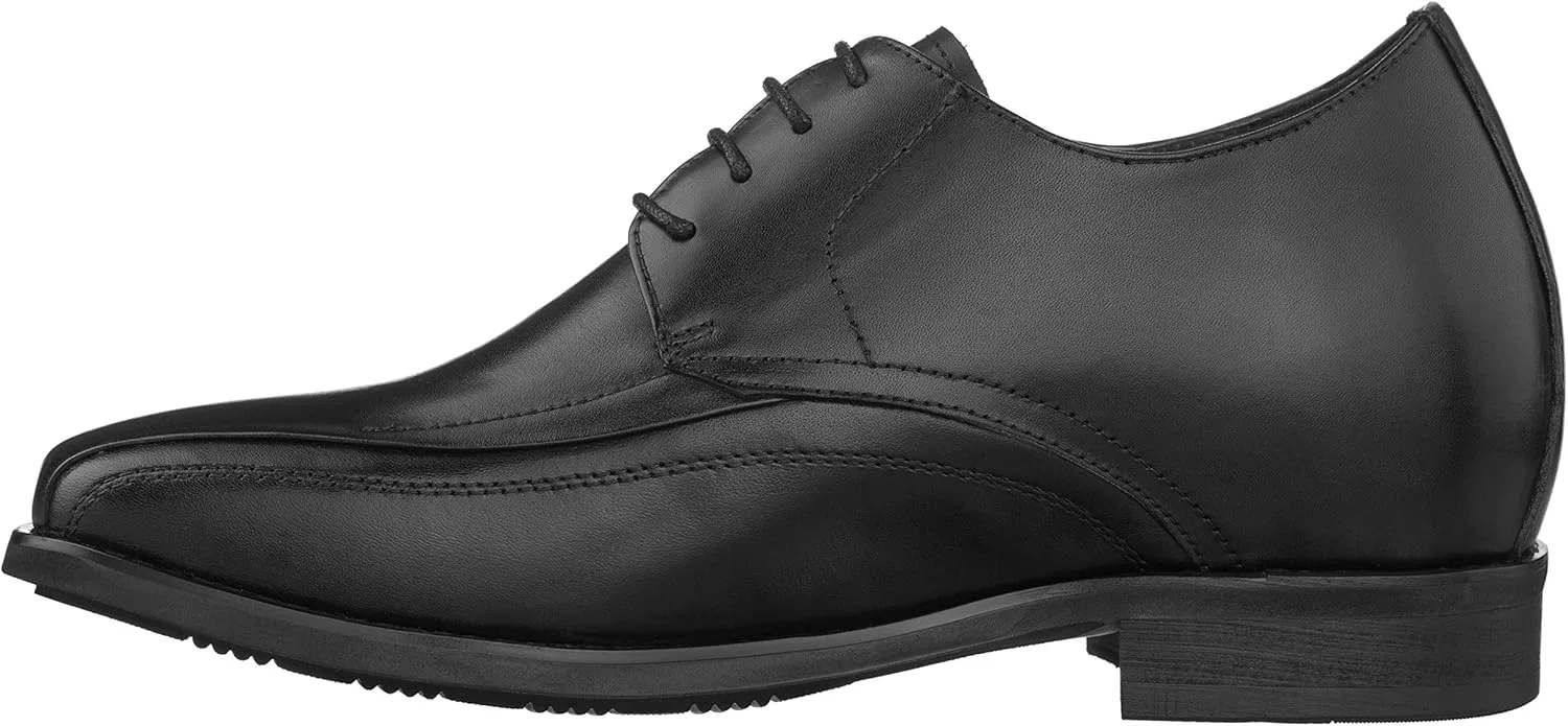 Мужские туфли-оксфорды Calden Invisible Height Climber Shoes - черные кожаные, на шнуровке, легкие, на 7,5 см выше - K333021 — фото 3