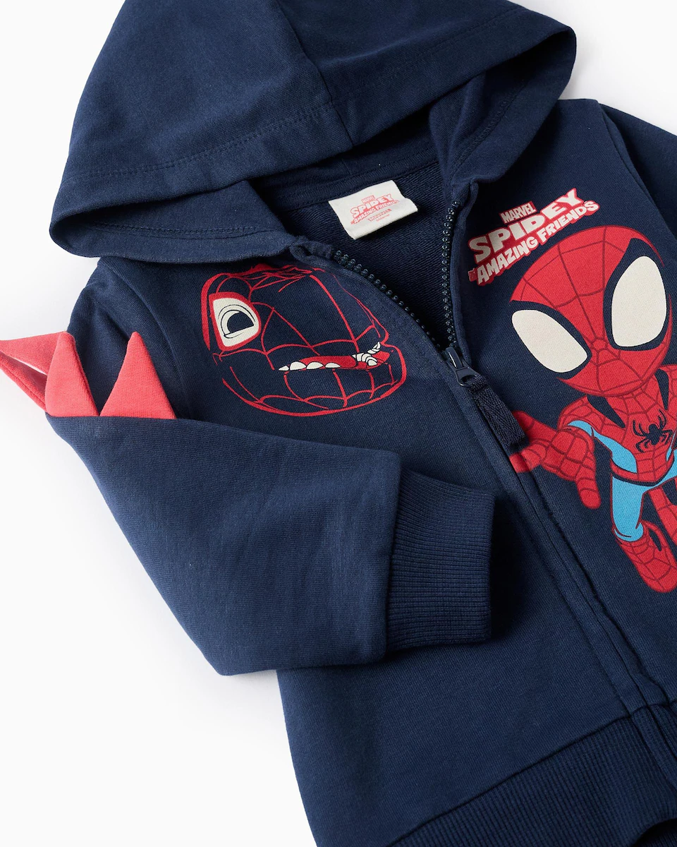 

Детский свитшот для мальчика 100% хлопок с принтом Spidey Zippy, темно-синий