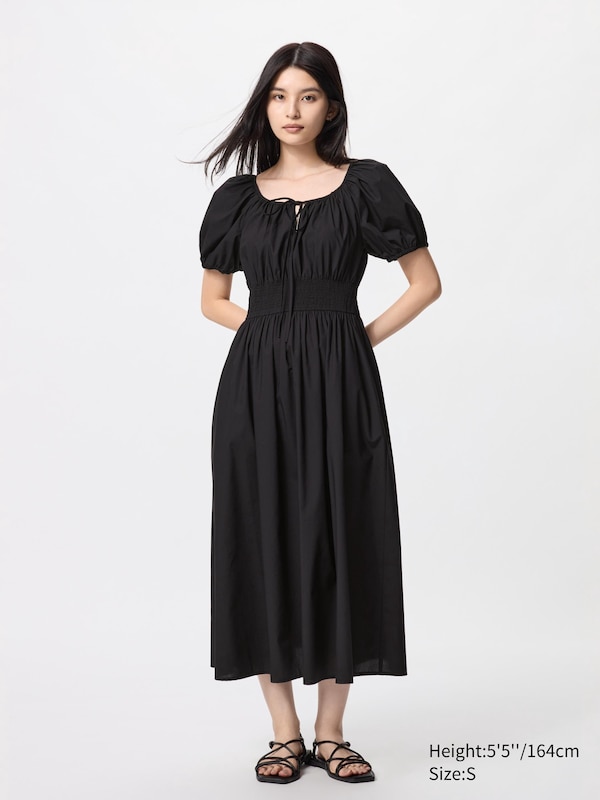 

Платье с объемным рукавом (короткий рукав) Uniqlo, черный