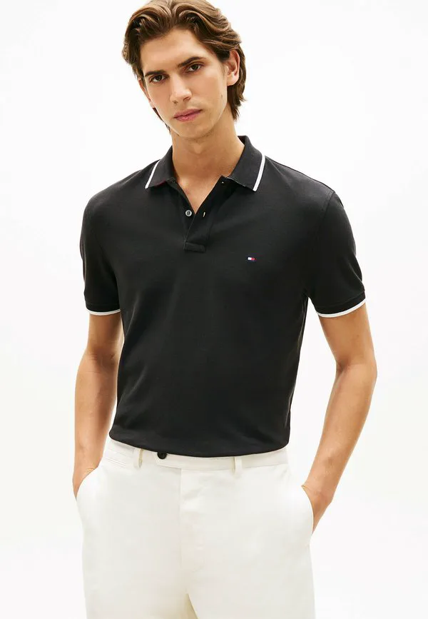 Рубашка-Поло прямого кроя с контрастной отделкой Tommy Hilfiger, Black