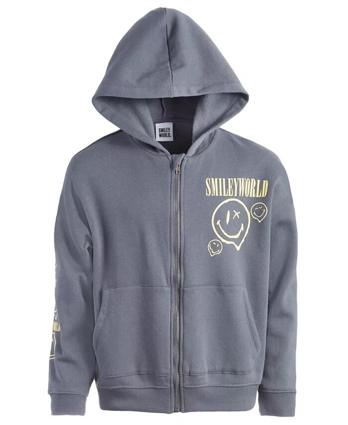 

Толстовка на молнии с длинными рукавами и рисунком Big Boys Smiley World Grayson Threads Kids, The Label, серый