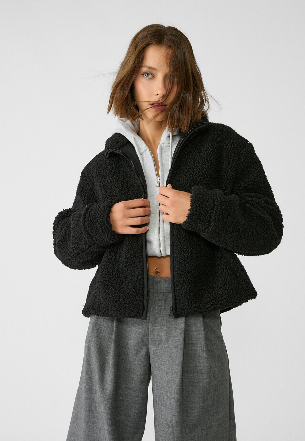

Флисовая куртка Stradivarius, черный