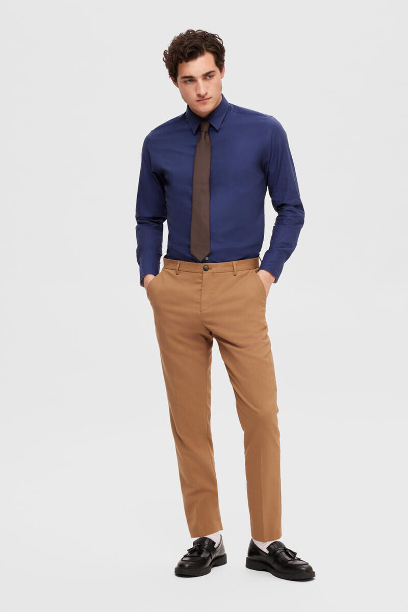 

Рубашка Slim Fit из органического хлопка. Selected, темно-синий
