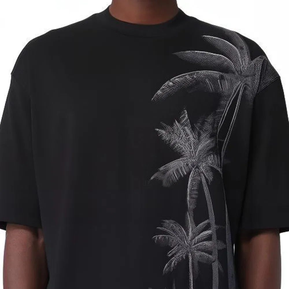 Футболка из хлопка с принтом пальмы EMPORIO ARMANI, Black — фото 4