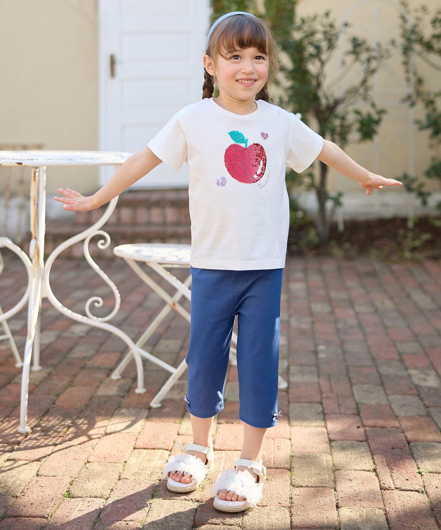 Футболка с чудесными пайетками ANY KIDS, Off-white (apple x lemon [001] — фото 2