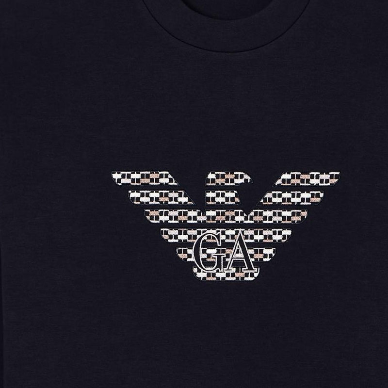 Толстовка Asv Double jersey с оверсайз вышивкой EMPORIO ARMANI, синий — фото 2