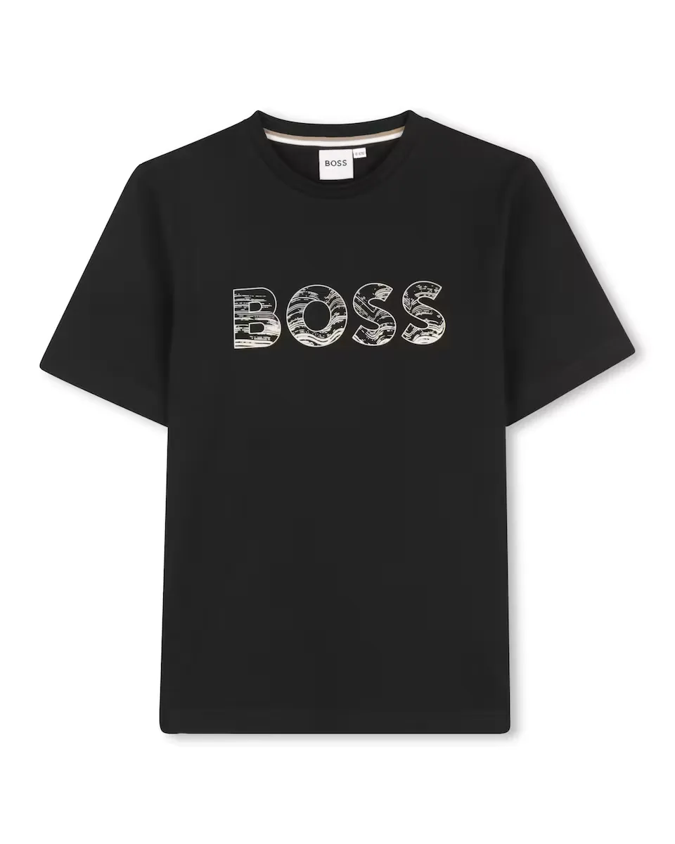 

Детская хлопковая футболка BOSS Kidswear, черный