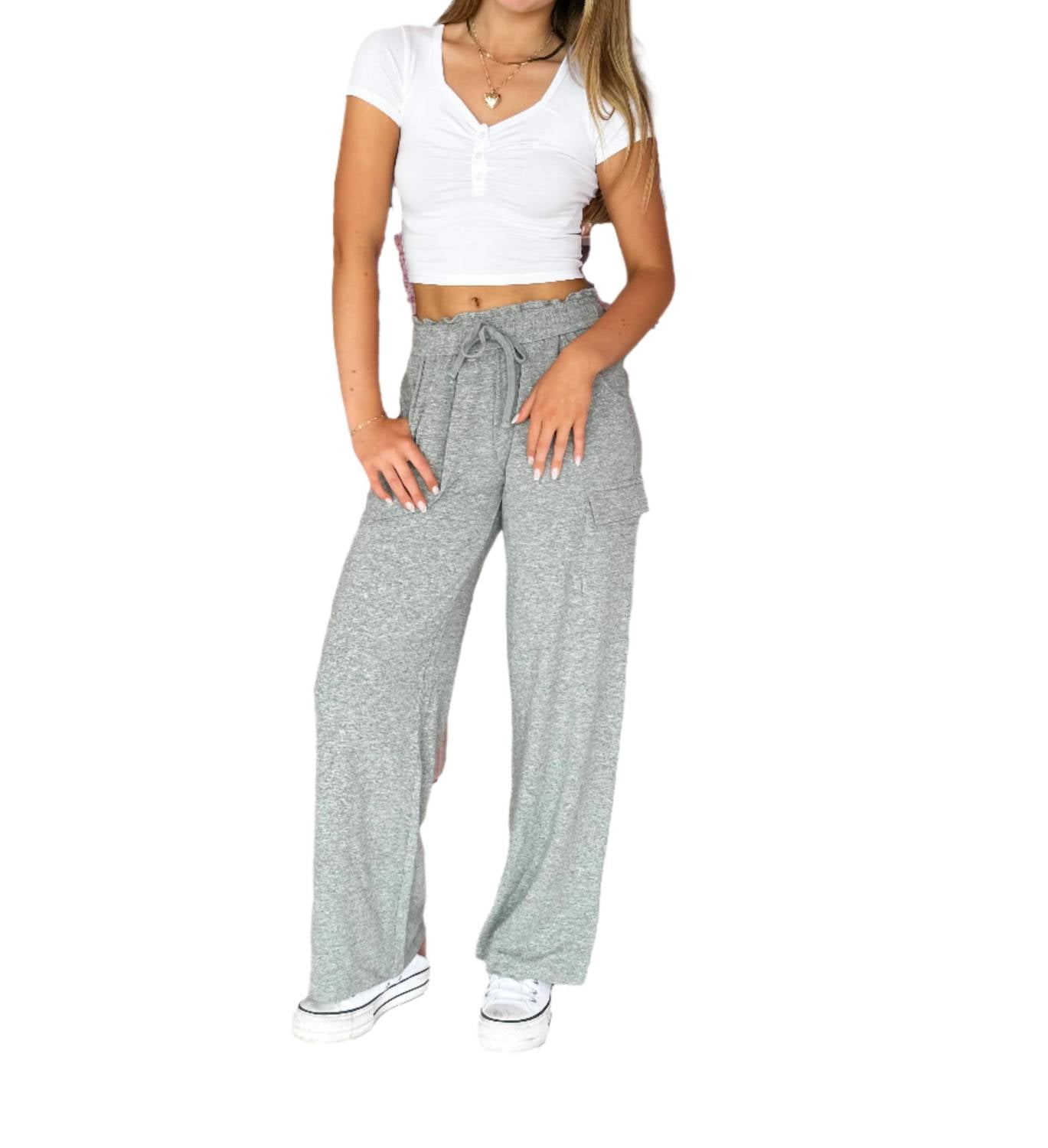 

Спортивные брюки с карманами-карго цвета «Серый меланж» Sky To Moon, Heather Grey