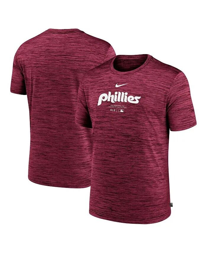 

Мужская бордовая футболка Philadelphia Phillies Authentic Collection Velocity Performance Practice Practice Nike, красный