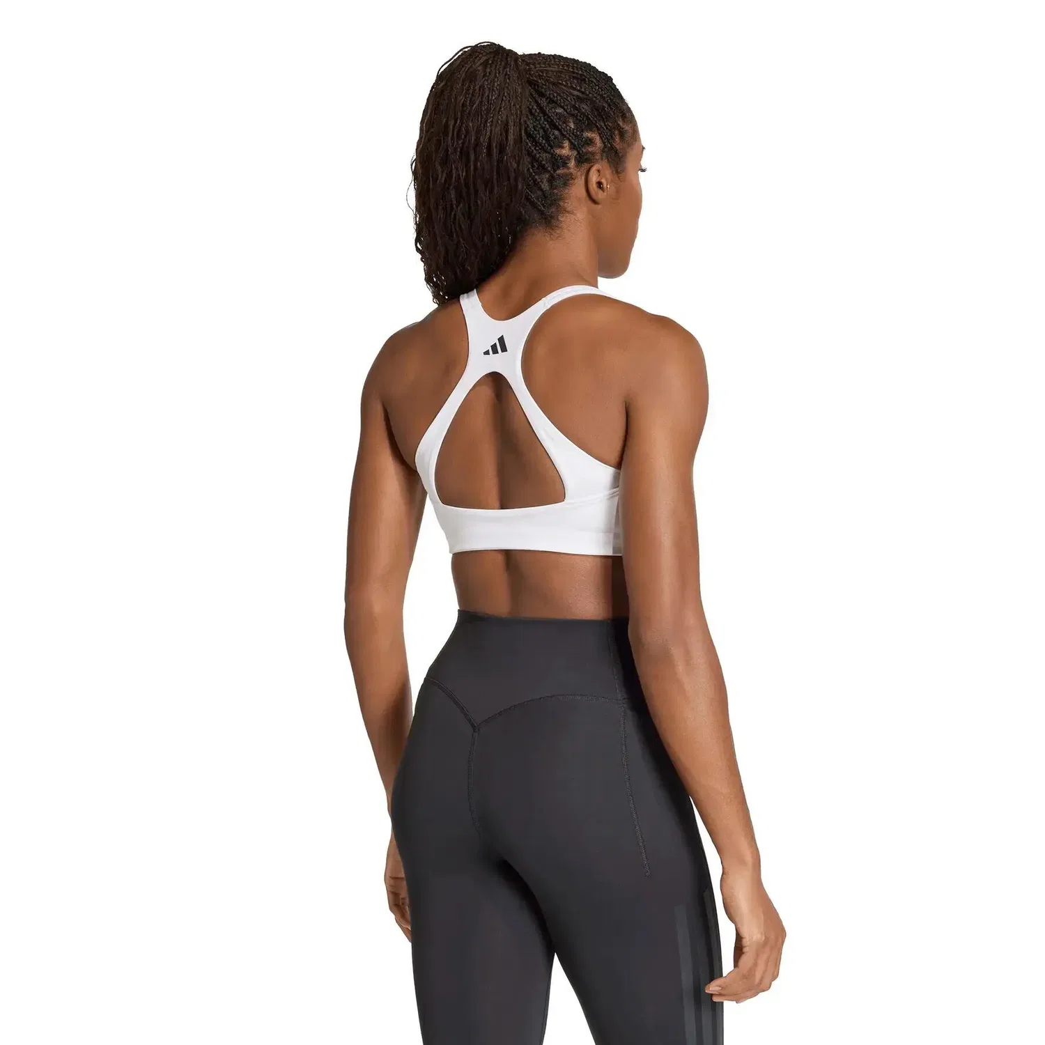 Женский спортивный бюстгальтер с 3 полосками Optime Workout, Adidas, Weiß Schwarz — фото 4