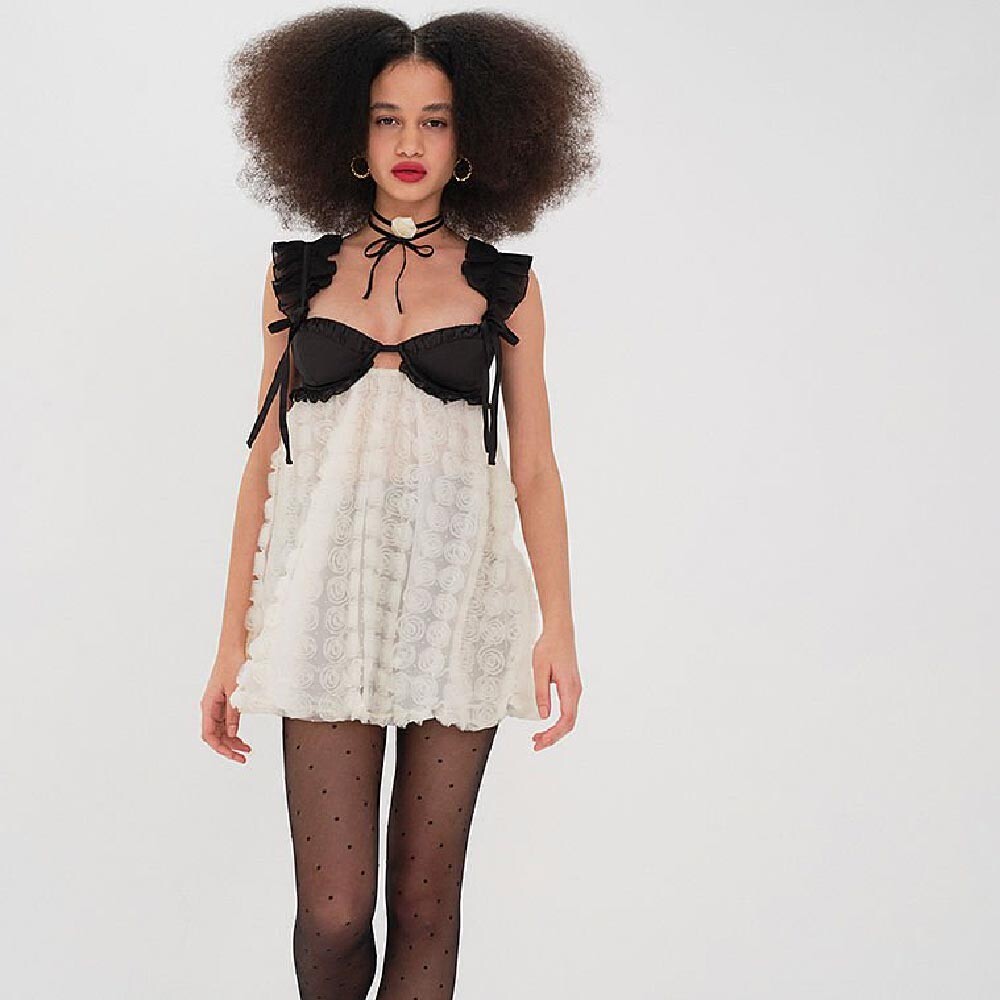 

Платье For Love & Lemons Poppy Mini, черный/белый