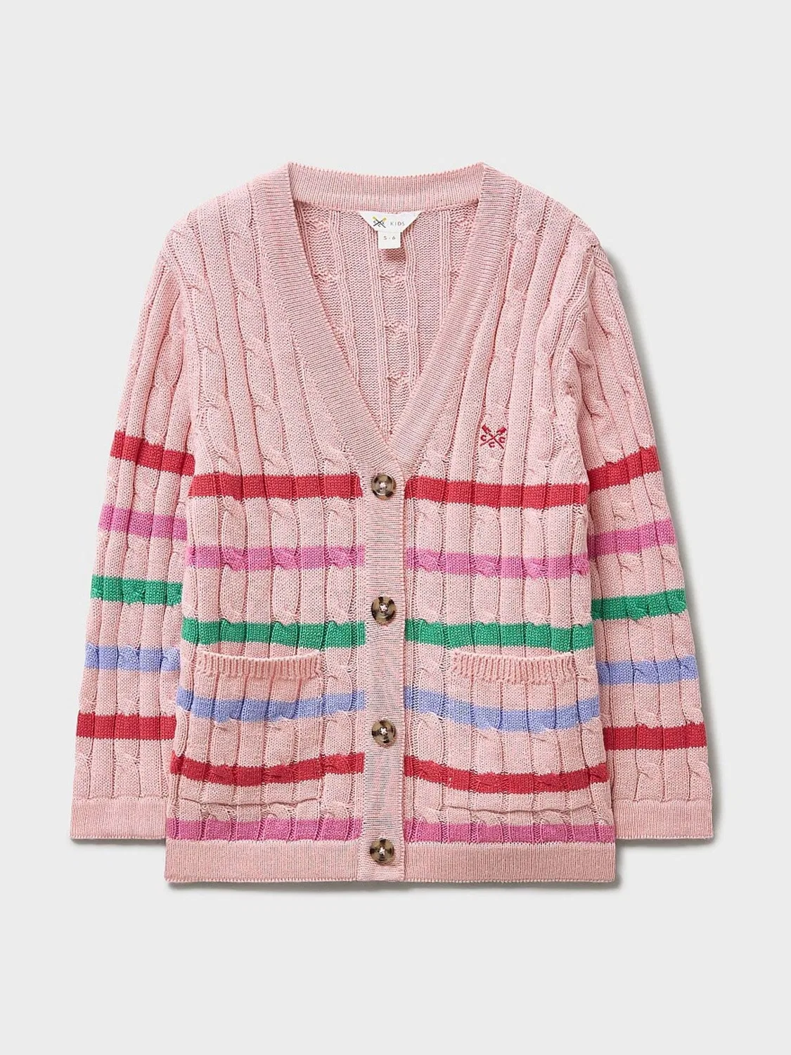 Кардиган вязаный хлопковый Crew Clothing, розовый — фото 2