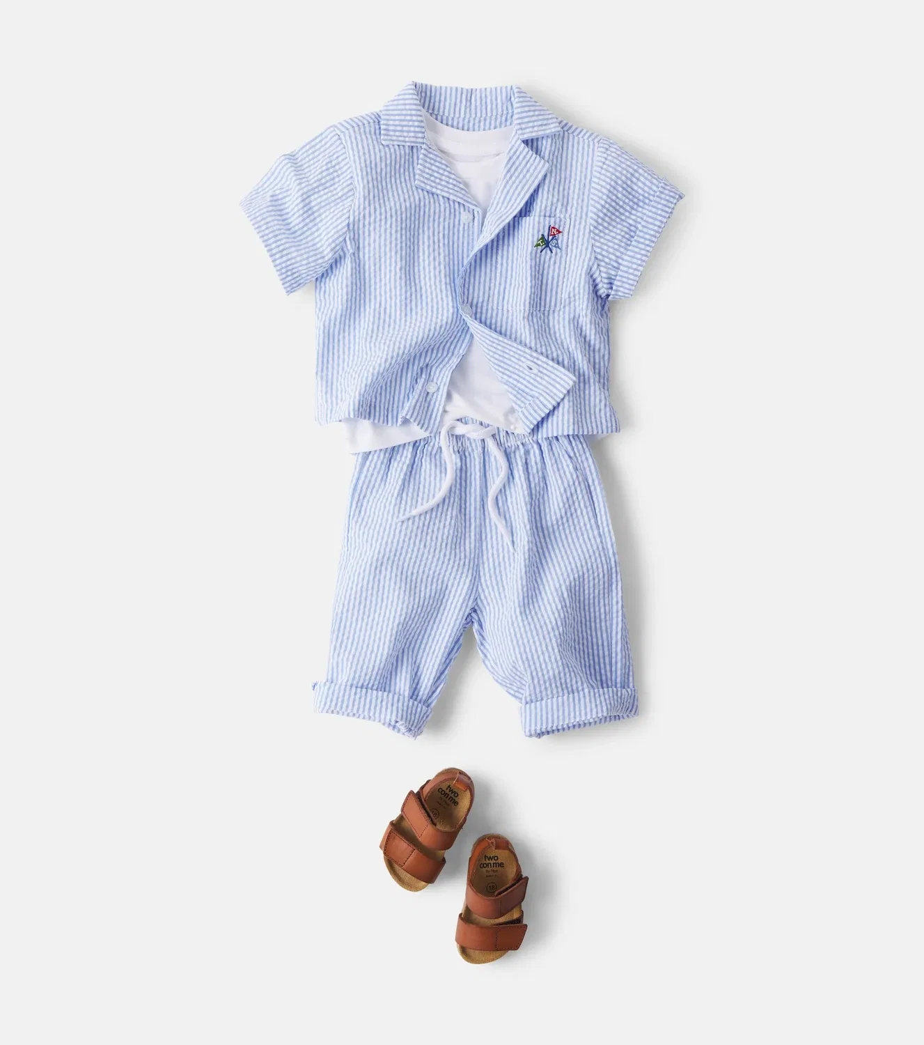 Комплект из рубашки для боулинга и брюк с кубинским воротником Baby Almond, The New Society, синий — фото 2