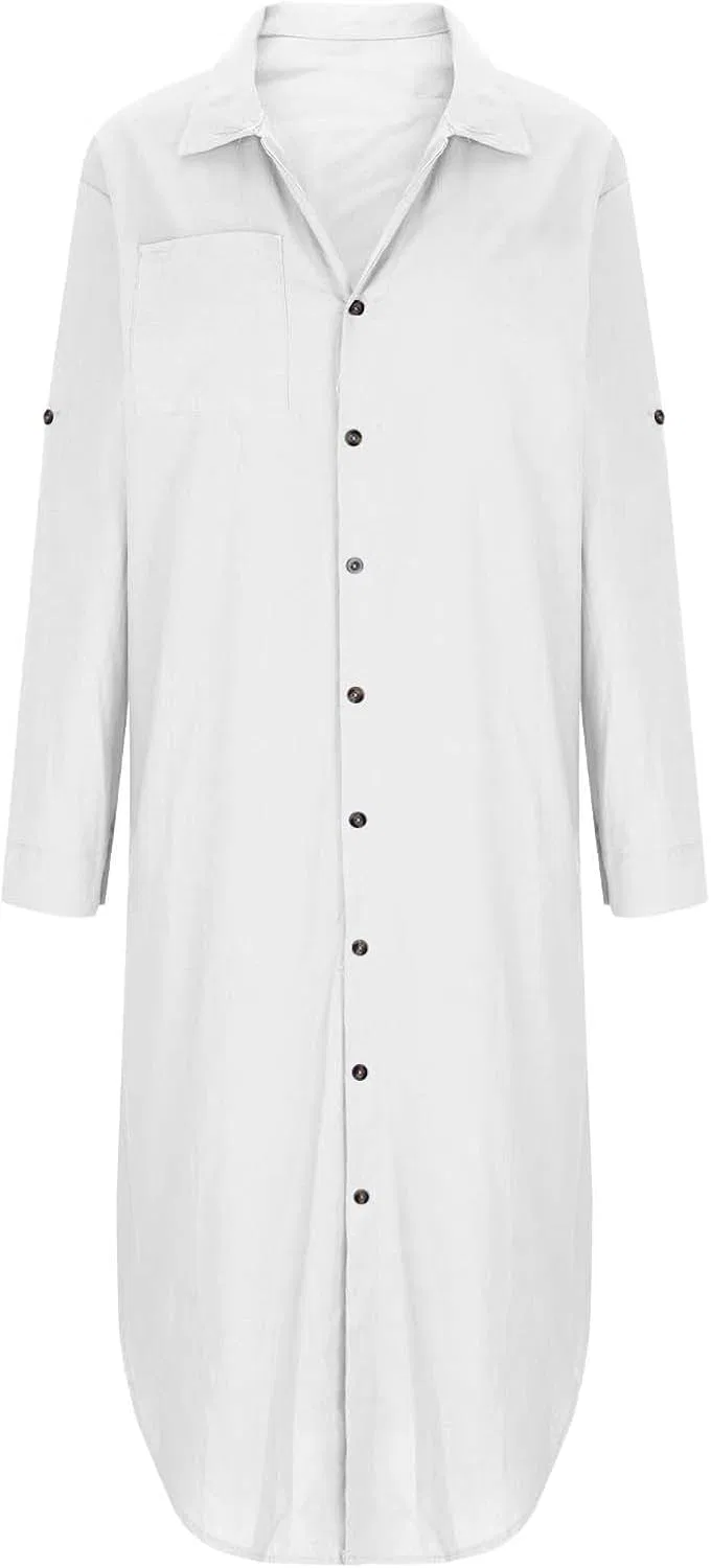 Женское платье-рубашка A-силуэта Button Down, White — фото 3