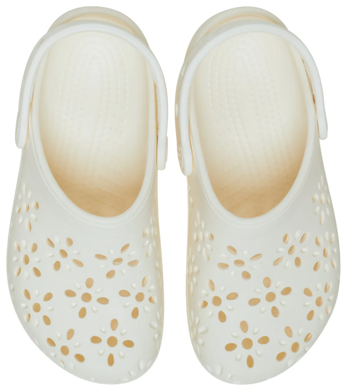 Детские сабо для девочек с цветочным принтом Crocs Floral Cutout Clogs, Chalk/Chalk — фото 4