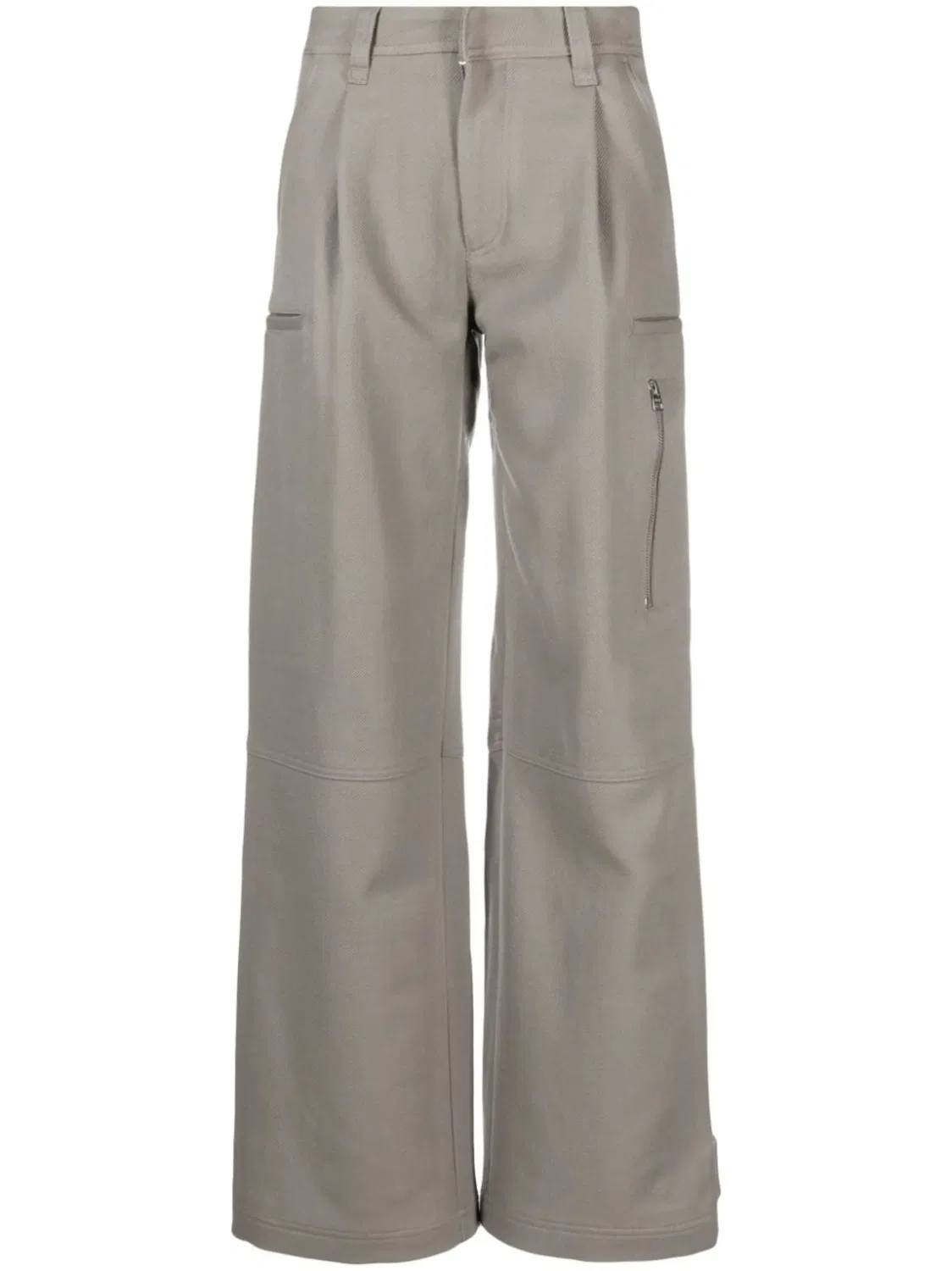 Широкие брюки изVirgin Wool AMI Paris, серый