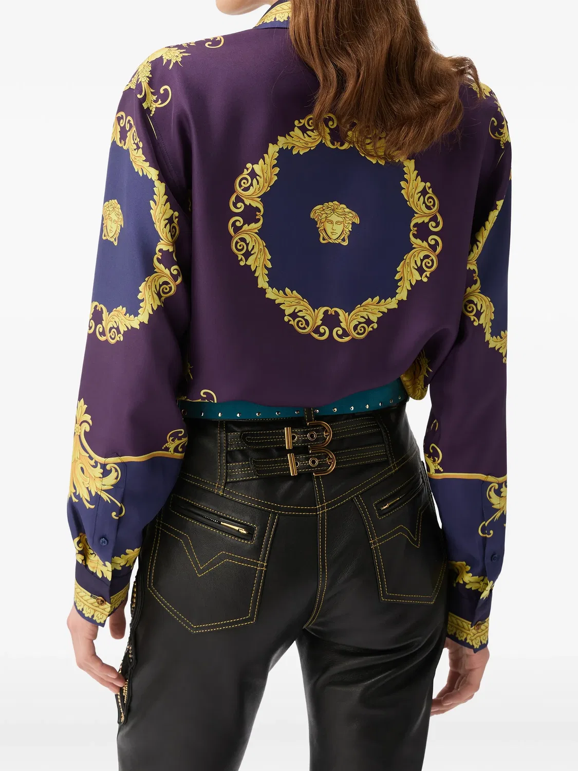 Рубашка из саржевой ткани с принтом Versace, фиолетовый — фото 3