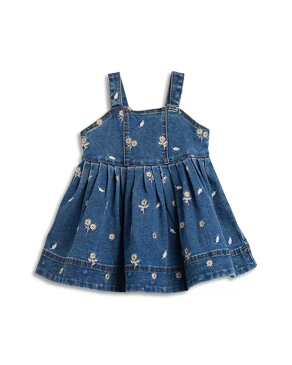 Детское платье для девочек с вышивкой Catalina Daisy Denim Bardot, Denim Blue
