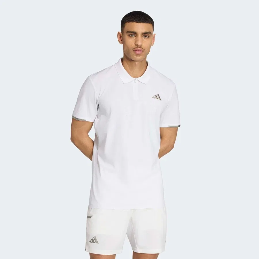 Мужское поло из футера с длинным рукавом Tennis Climacool adidas, Белый