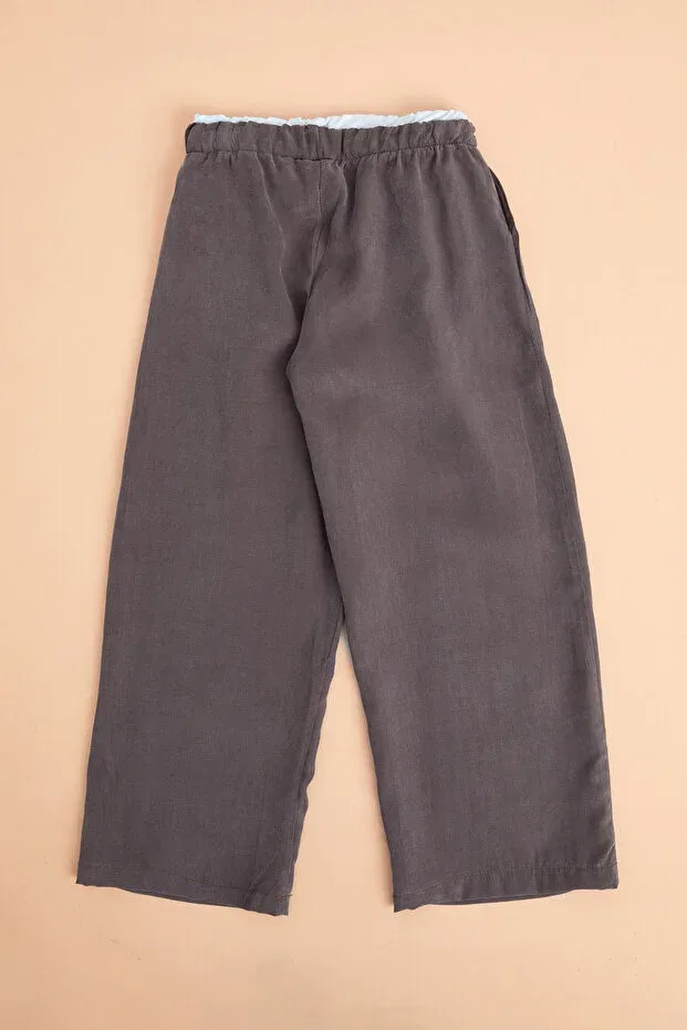 Детские брюки для девочек широкие из тенселя Fulla Moda, Brown — фото 2