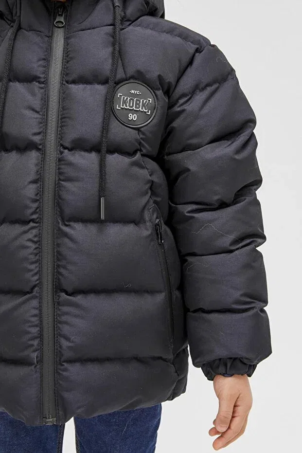 Детское зимнее пальто для девочек с капюшоном Benitto Kids, Navy Blue — фото 3