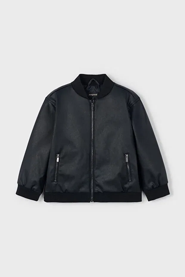 Детское пальто-бомбер для девочек с принтом Mayoral, Black