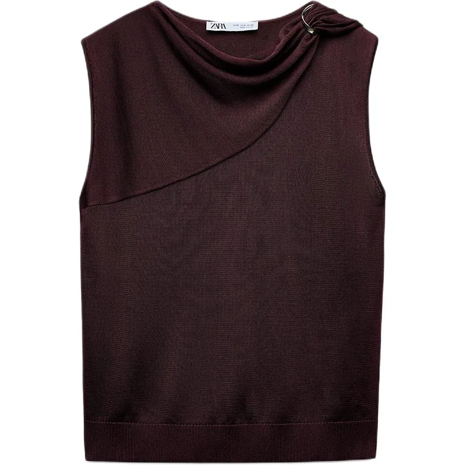 Женский тонкий свитер с круглым вырезом Burgundy Red ZARA, Бургунди