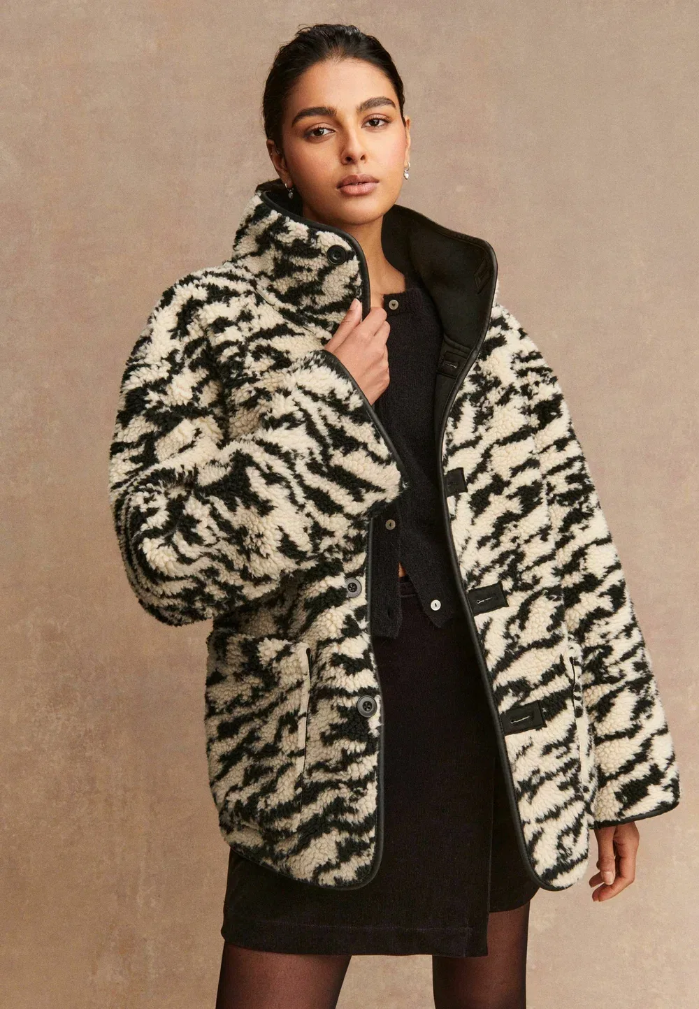 Двусторонняя легкая куртка Next, Black/Ecru Zebra Print — фото 2