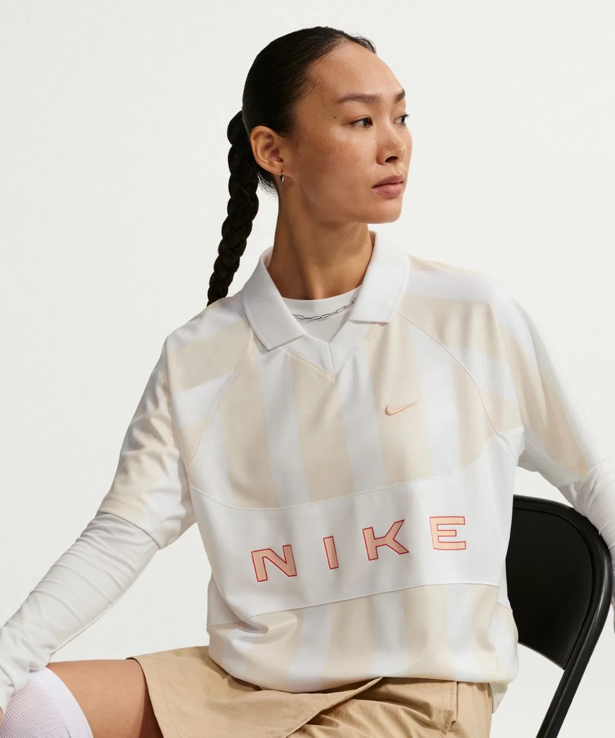 Женская футболка-поло с коротким рукавом, с принтом, Nike NSW Street OS STRP JSY S/S NIKE, Baby Pink