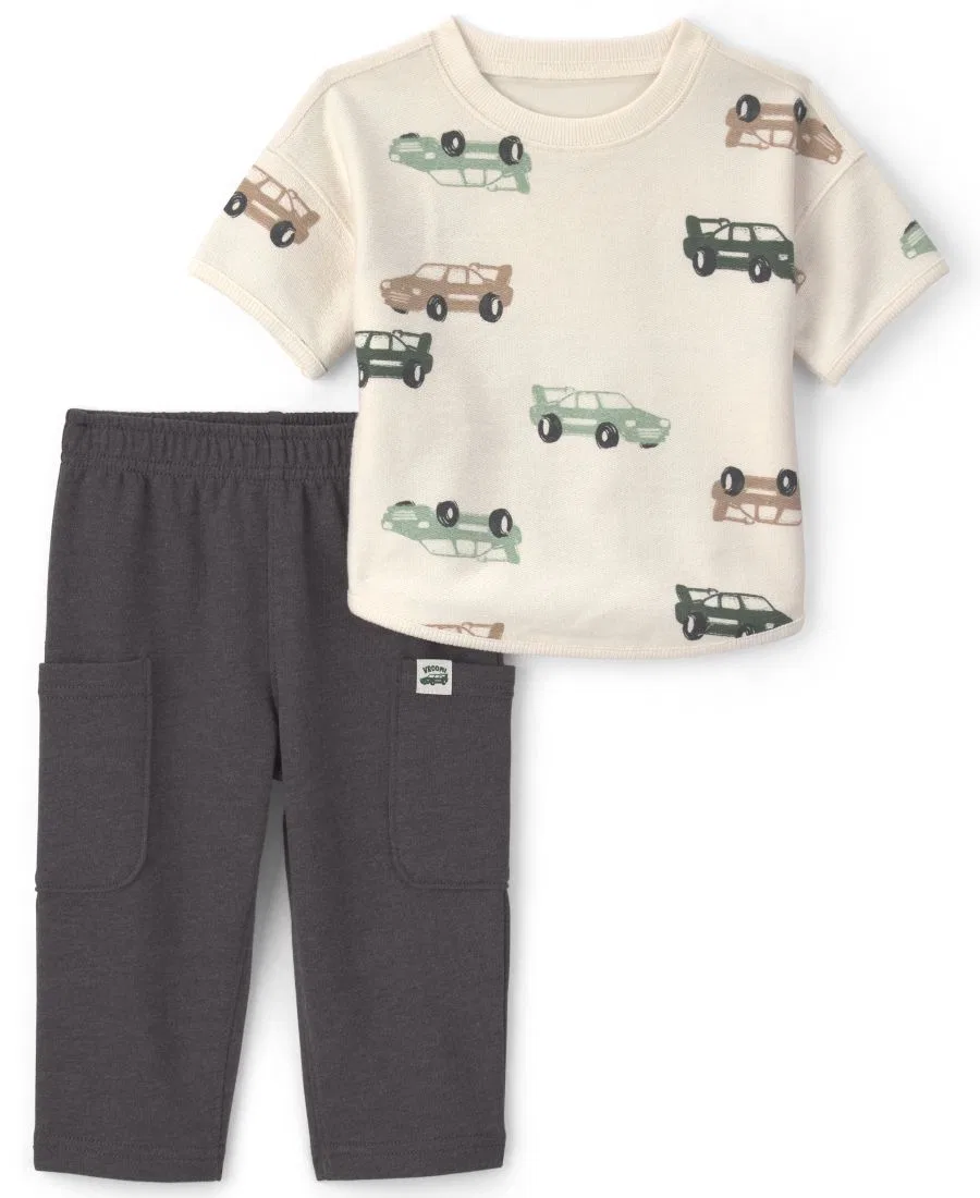 Детский комплект из футболки и брюк с принтом машинок Carter's, Cream Gray