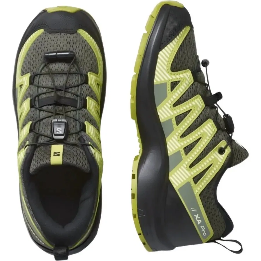 Детские кроссовки для outdoor с защитой носка Salomon XA Pro V8 J, Зеленый — фото 4