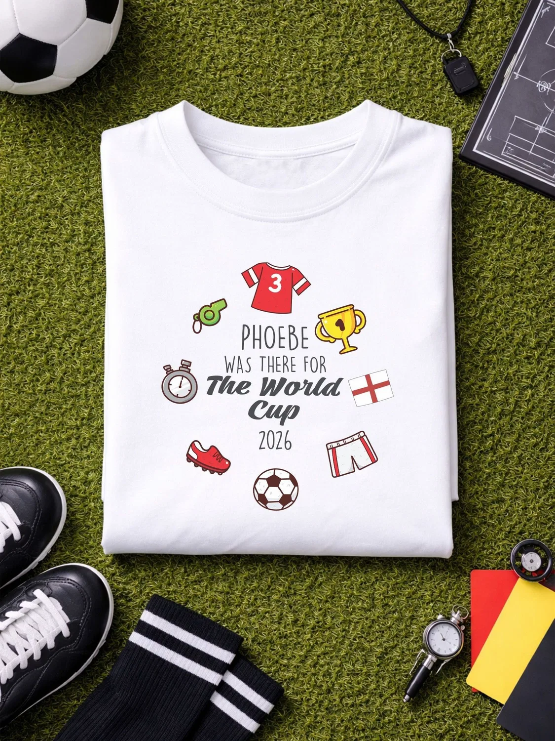 Футболка детская с персонализированным принтом World Cup Icon Little Years, белый — фото 3
