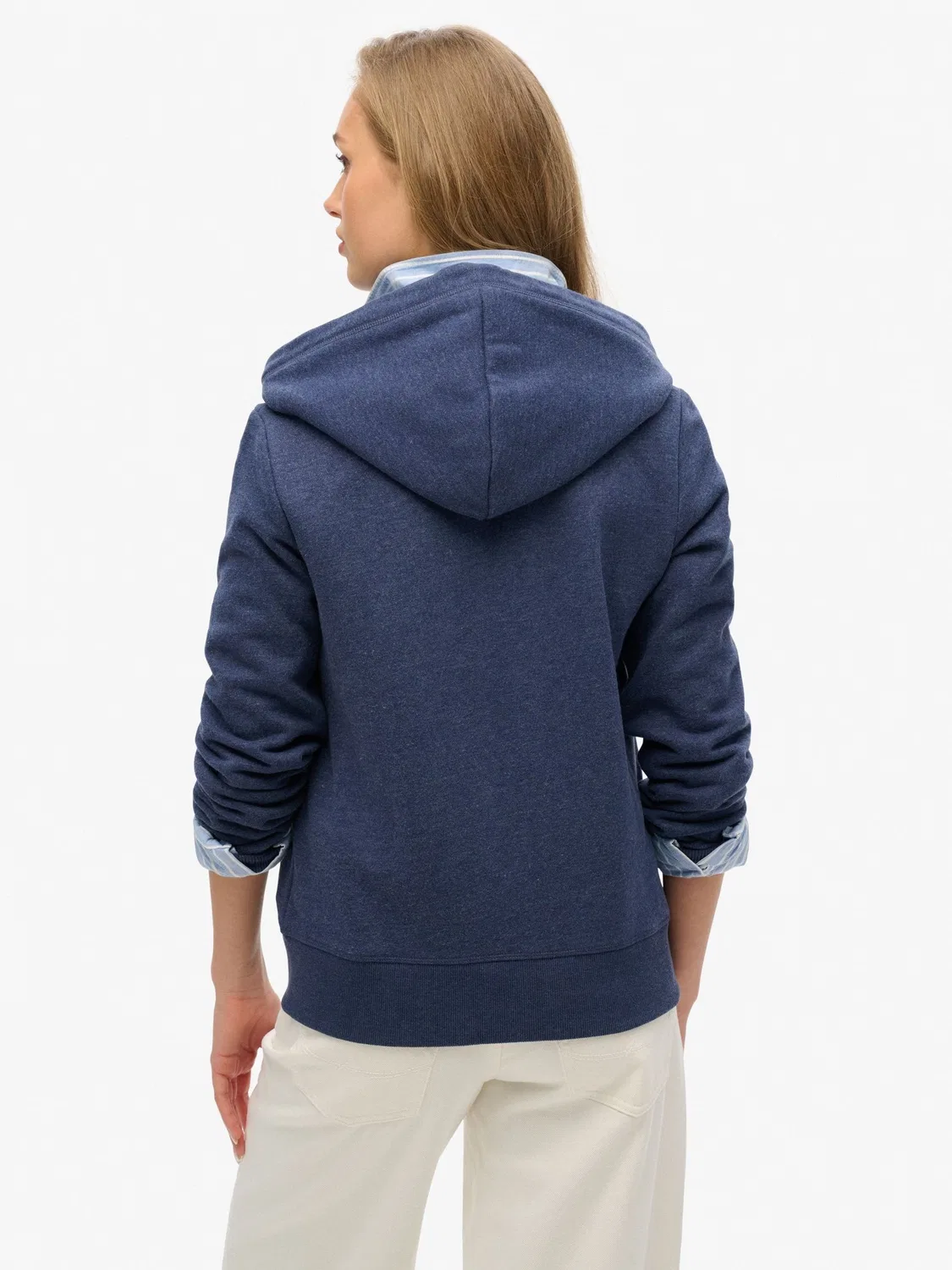 Худи на молнии, свободный крой Superdry Essential Logo Zip Hoodie, Blue Marl — фото 3