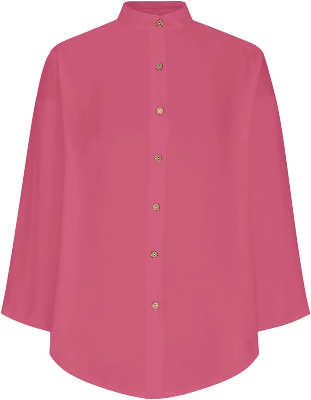 Женская туника из хлопка и льна, свободного кроя, A-hot Pink — фото 3
