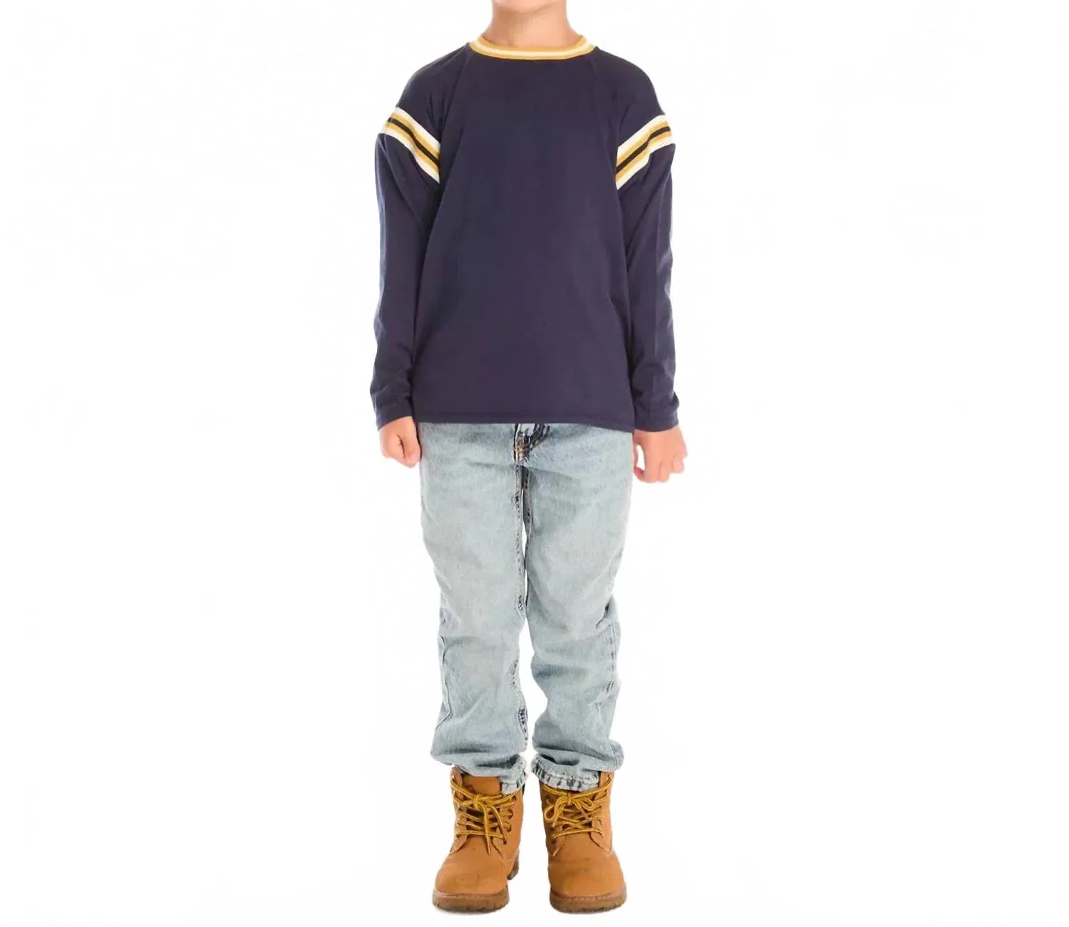 Детский лонгслив для мальчиков с полосами на рукавах I Am #1 Jersey Chaser, синий — фото 4