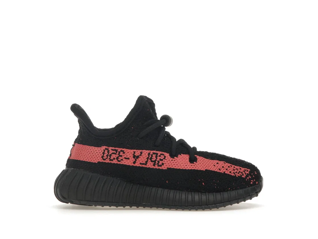 Детские кроссовки для мальчиков и девочек с принтом Adidas Yeezy Boost 350 V2, Core Black/Red/Core Black