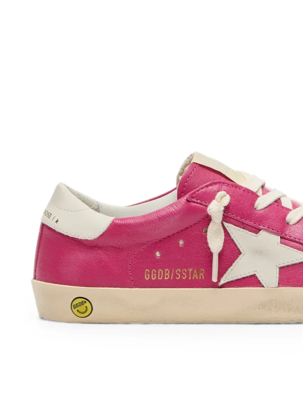 Звезда и пятка [из] кожи наппа в верхней части кроссовка Super Star Golden Goose Kids, розовый — фото 4